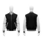 Leather Arms Varsity Jacket White and Black